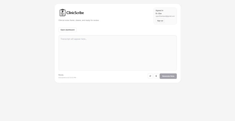 ClinicScribe project visual