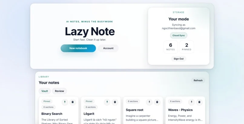 Lazy Note project visual